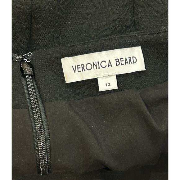 Veronica Beard Kemble Mini Skirt Size 12 Black Floral Textured Peplum Hem - Picture 4 of 6